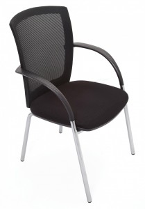 WMVBK 4 Chrome Leg Chair. Arms. Black Mesh Back. Seat Black Fabric Only